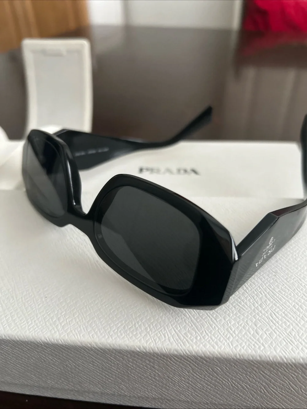 Prada Black Geometric Rectangle Women's Sunglasses